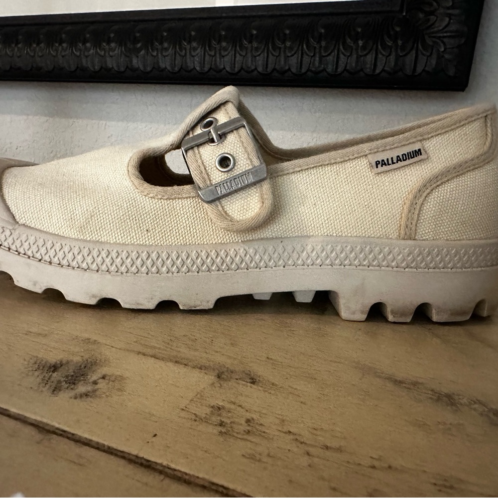 Palladium Off-White Canvas Mary Jane with Buckle